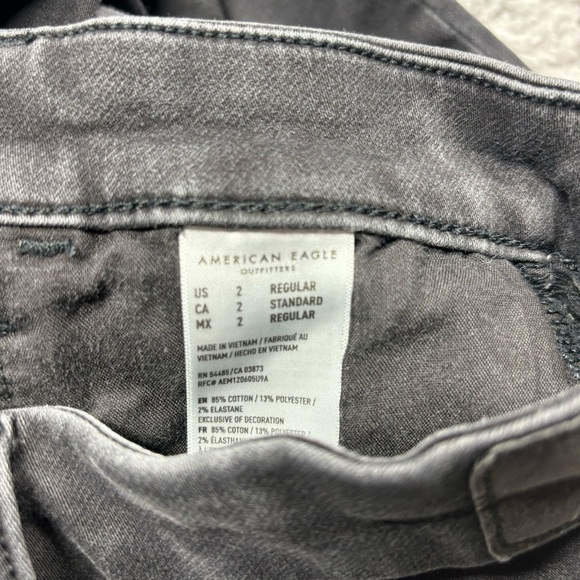 American Eagle Jeans Womens 2 Curvy Super High Rise Jegging Stretch Holes Grunge - Picture 4 of 5